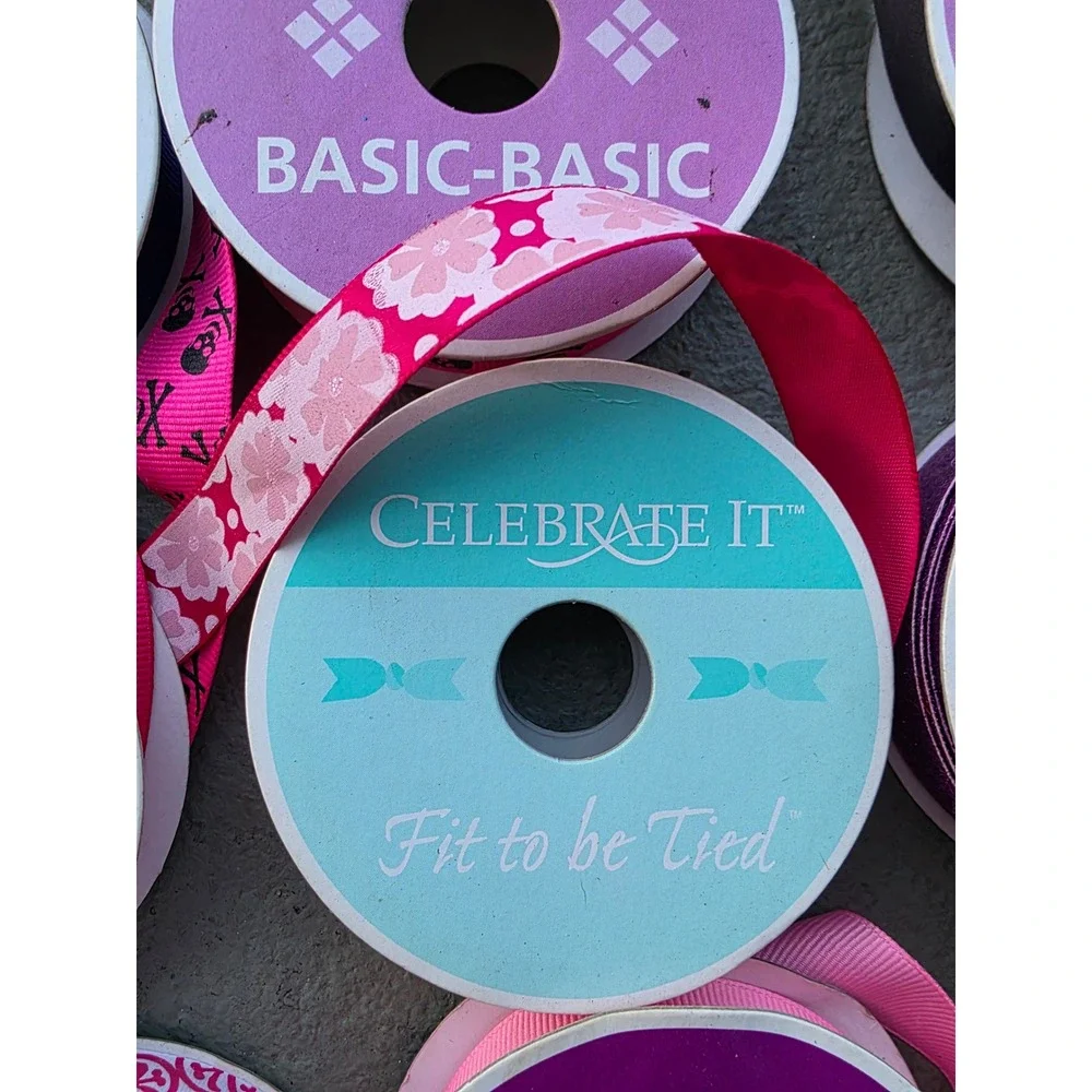 Celebrate It Craft Ribbon Lot 10‎ Spools Grosgrain Satin Glitter Floral Skulls